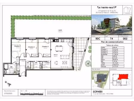 vente appartement 4 pièces 91 m² pau (64000)