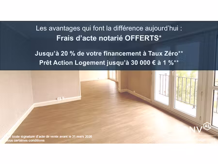 appartement 4 pièces spacieux et lumineux avec cave + parking + 2 balcons frais actes nota