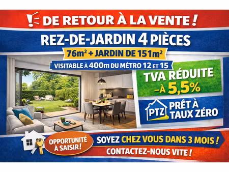 vente appartement 3 pièces 76 m² aubervilliers (93300)