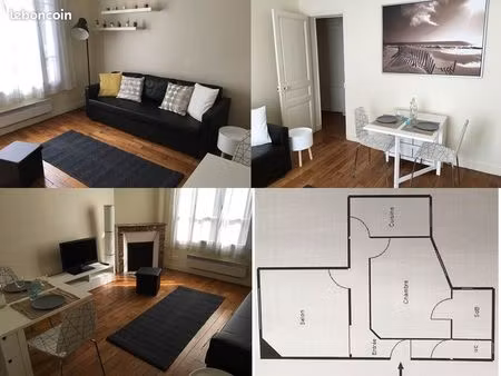 2p meublé 46m² - rdc - suresnes centre