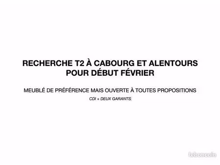 recherche appartement t2 cabourg / alentours