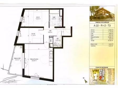 appartement neuf - 3 pièces - 67 m2