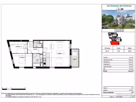 appartement 3 pièces 66 m²
