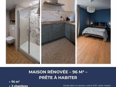 maison 96m² rénovée - 3 ch + dressing - jardin & garage