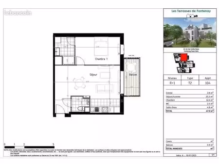 appartement 2 pièces 48 m²