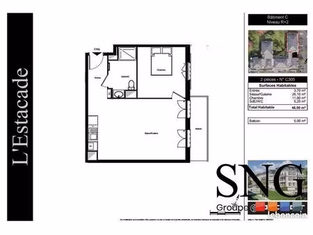 appartement 2 pièces 46 m²