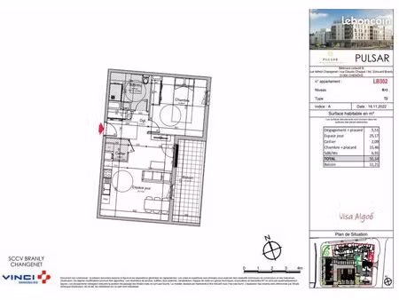 appartement 2 pièces 55 m²