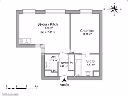 appartement t2 40 16 m2