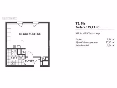 appartement 1 pièce 35 m²