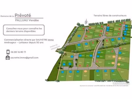 beau terrain libre de constructeur – nouveau lotissement bourg de palluau