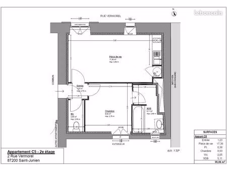 f2 hypercentre de saint-junien avec mise à disposition de meubles