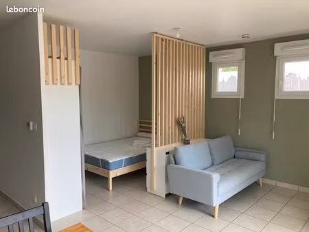 loue t1 meublé 38m² mions avec jardin et garage