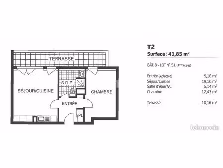 appartement 2 pièces 41 m²