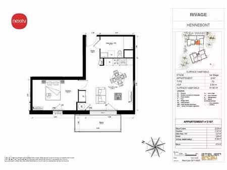 appartement 2 pièces 41 m²