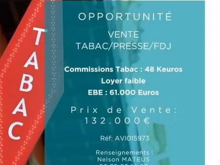 fonds de commerce tabac  presse  fdj 50 m²