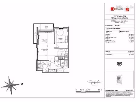 appartement 2 pièces 50 m²