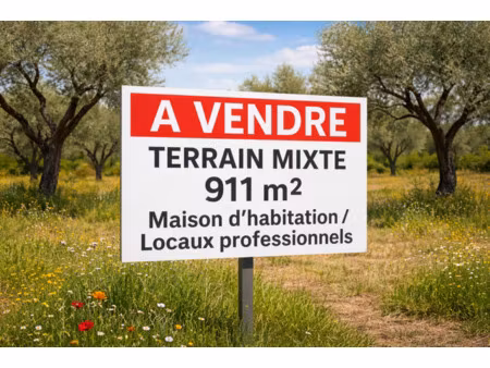 roquevaire – route du stade – terrain 911 m² – idéal projet mixte habitation / professionn