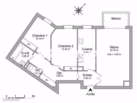 appartement 3 pièces 71 m²