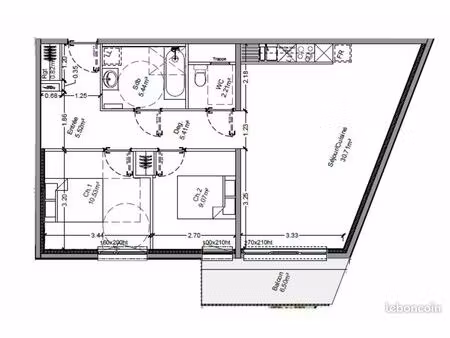 appartement 3 pièces 69 m²