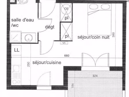 t1 résidence coteau nicolas 29 m2 + 6 m2 terrasse 525 cc