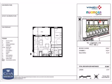 appartement à louer 2 pièces 43.8 m² - toulouse (31) - 613€