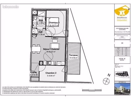 appartement 3 pièces 55 m²