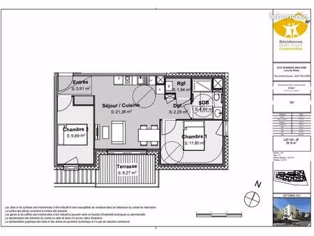 appartement 3 pièces 55 m²