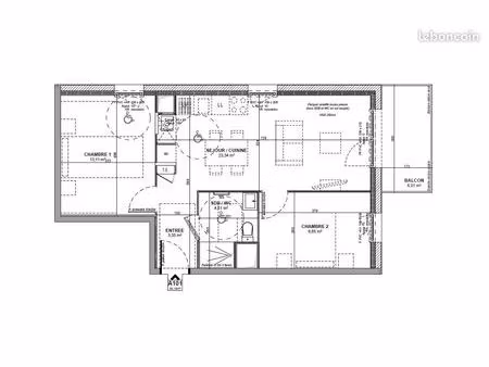 appartement 3 pièces 54 m²