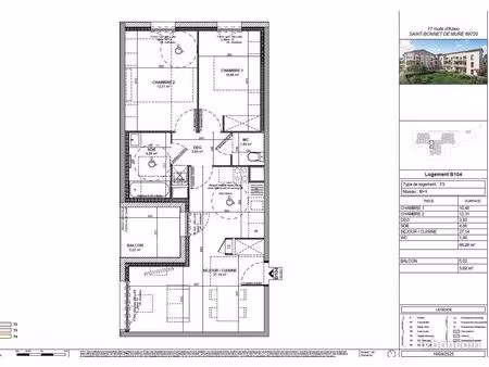 appartement 3 pièces 60 m²