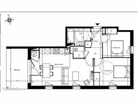 appartement 2 pièces 45 m²