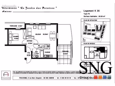 appartement 2 pièces 50 m²