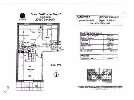 location appartement 3 pièces à lamballe (22400) : à louer 3 pièces / 58m² lamballe