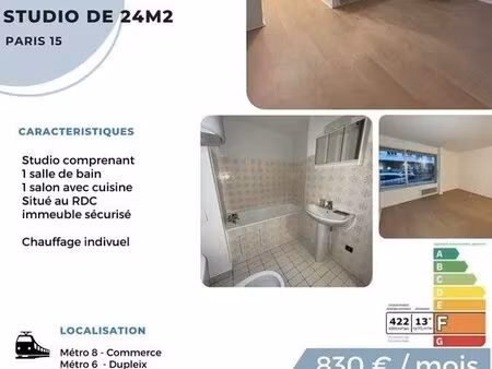 location appartement 1 pièce 24 m² à paris 15 (75015)