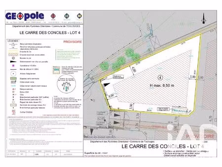 vente terrain 733 m² toulouges (66350)