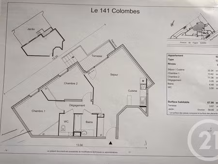 appartement à louer - 3 pièces - 68 m2 - colombes - 92 - ile-de-france