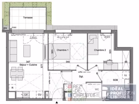 bel espace de 56m2 avec terrasse