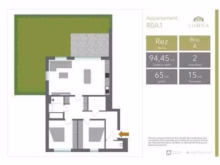 appartement deux chambres avec jardin