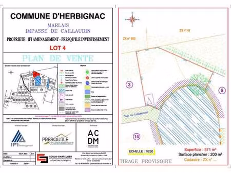 vente terrain à herbignac (44410) : à vendre / 571m² herbignac