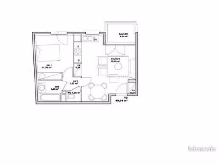 appartement 2 pièces 40 m²