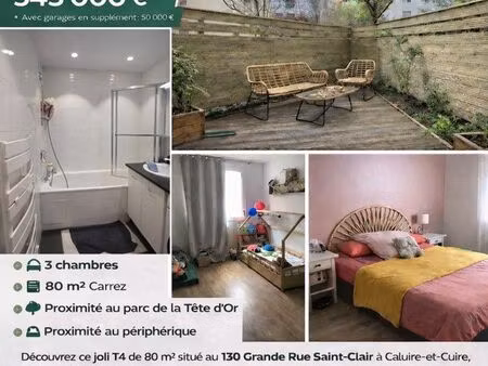 bien rare à caluire – t4 avec extérieur  climatisation et garages communicants