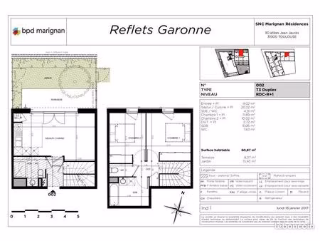 appartement 3 pièces 60 m²