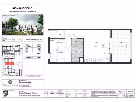 appartement 2 pièces 44 m²