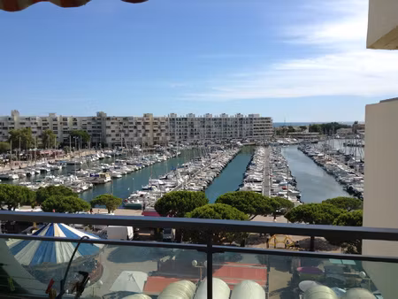 carnon studio cabine vue port et mer - terrasse - parking
