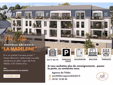 vente appartement 3 pièces 63.07 m² à pont-l'abbé (29120)  250 500 €