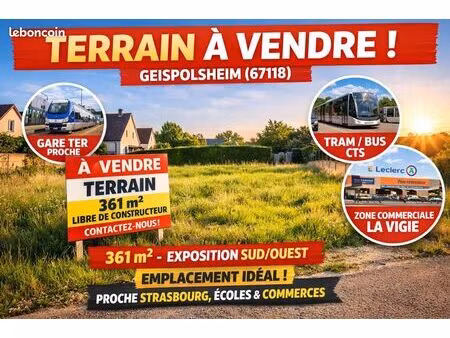 terrain 361 m² geispolsheim