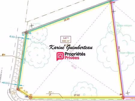 terrain constructible - lussac 690 m2