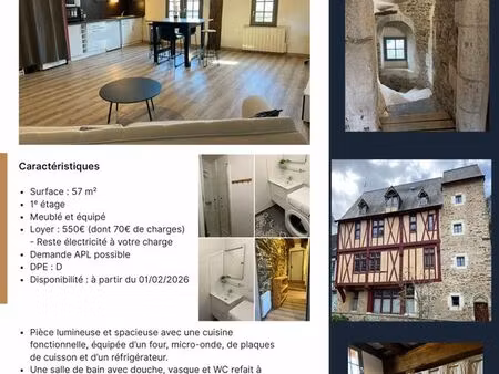 appartement - location t2 idéalement situé - 57 m2 meublé - château-gontier