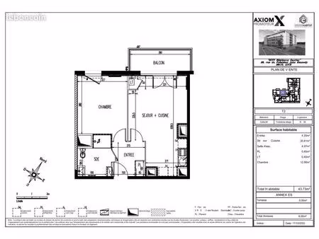 appartement 2 pièces 44 m²