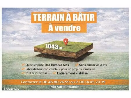 terrain • 1050 m2 • alès  le bas bresis