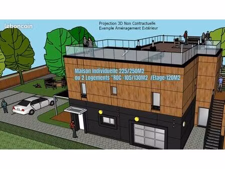 proximité bord de mer ...maison cubique d'architecte de (+/-)225m2 ou 2 logements distinct